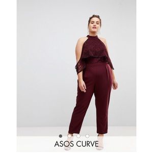 ASOS CURVE High Neck Lace Top Jumpsuit NWT